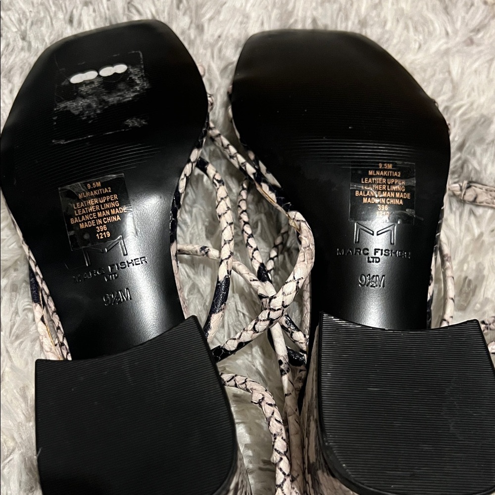 Marc Fisher Black and White Snake Print Heels - Picture 6 of 7